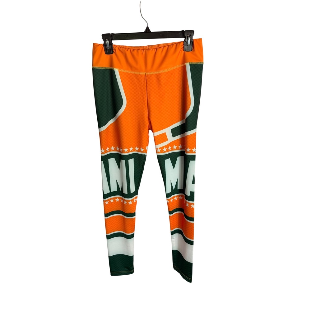 Unbranded Miami Hurricanes Leggings Large Orange Green NCAA Gameday XLN 8123 L